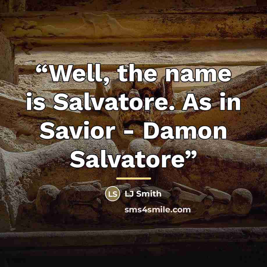 “Well, the name is Salvatore. As in Savior - Damon Salvatore” quote by LJ Smith