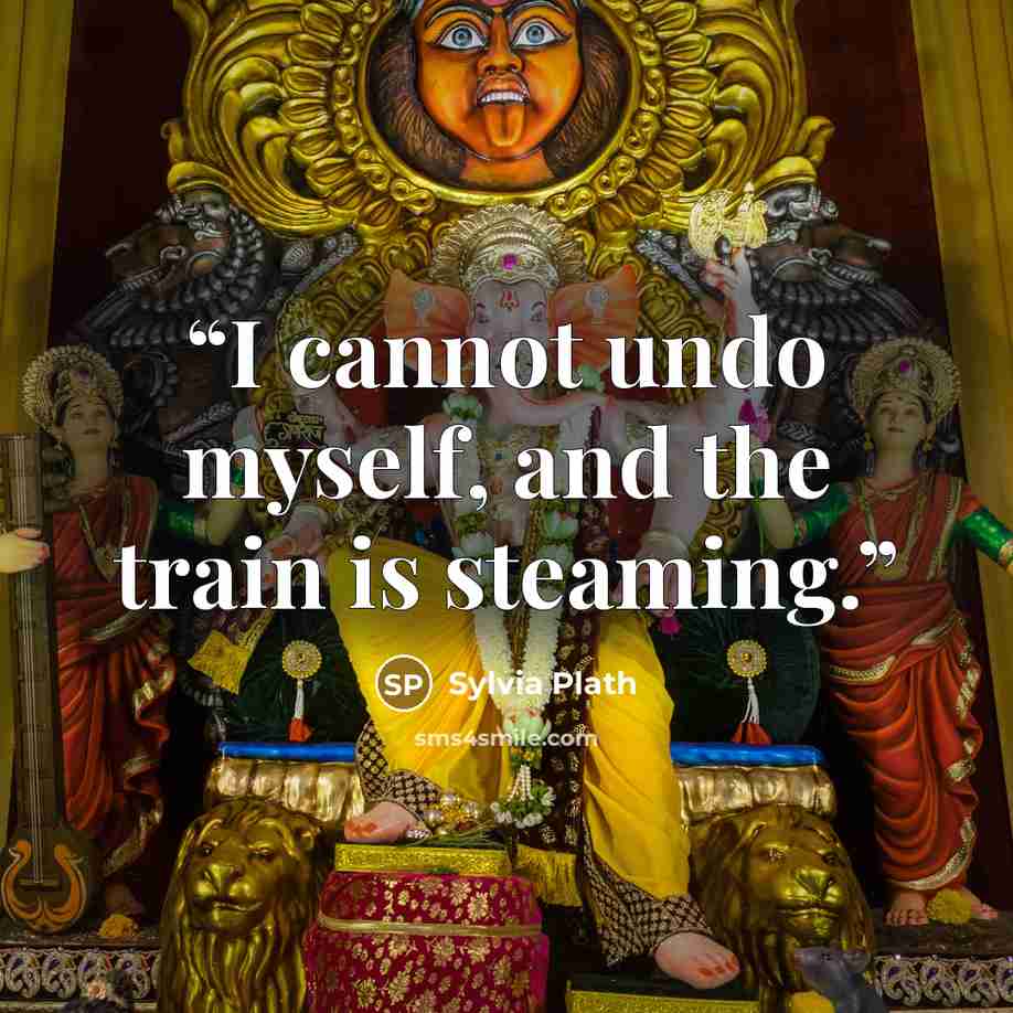 “I cannot undo myself, and the train is steaming.” quote by Sylvia Plath