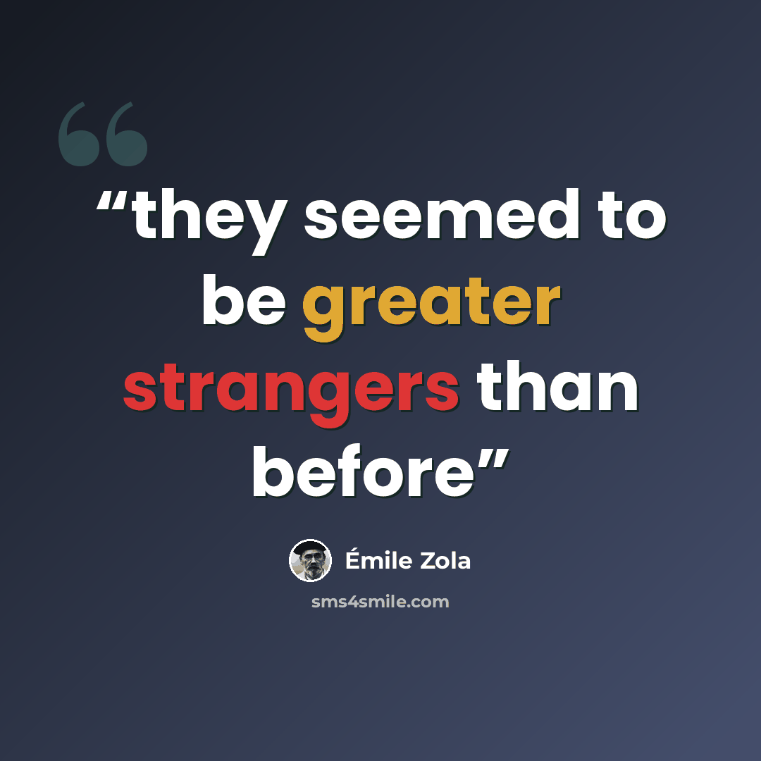 “they seemed to be greater strangers than before” quote by Émile Zola