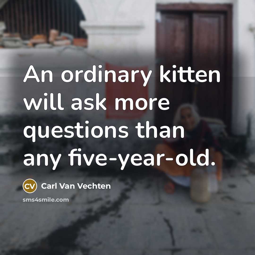 “An ordinary kitten will ask more questions than any five-year-old.” quote by Carl Van Vechten