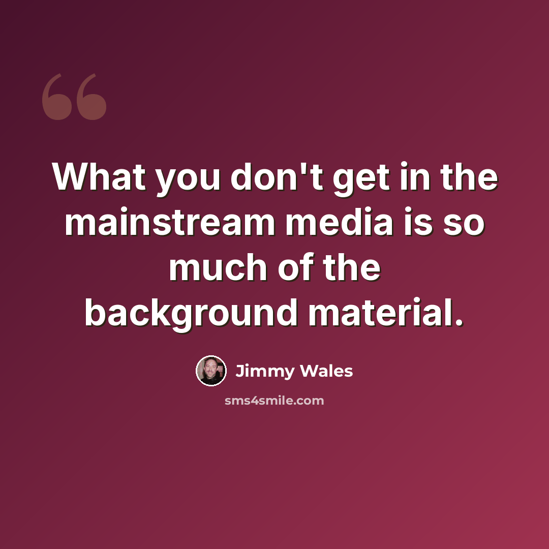 “What you don't get in the mainstream media is so much of the background material.” quote by Jimmy Wales