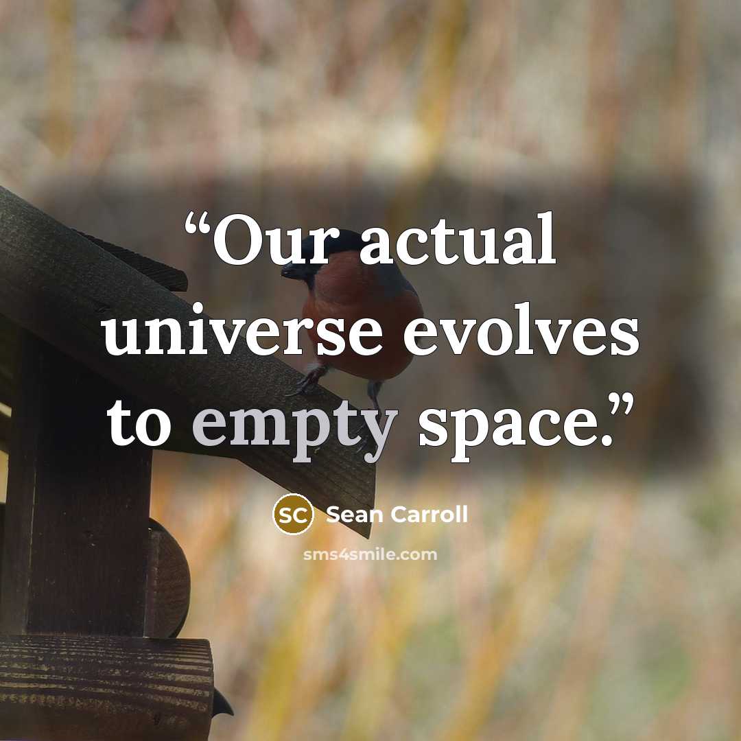 “Our actual universe evolves to empty space.” quote by Sean Carroll