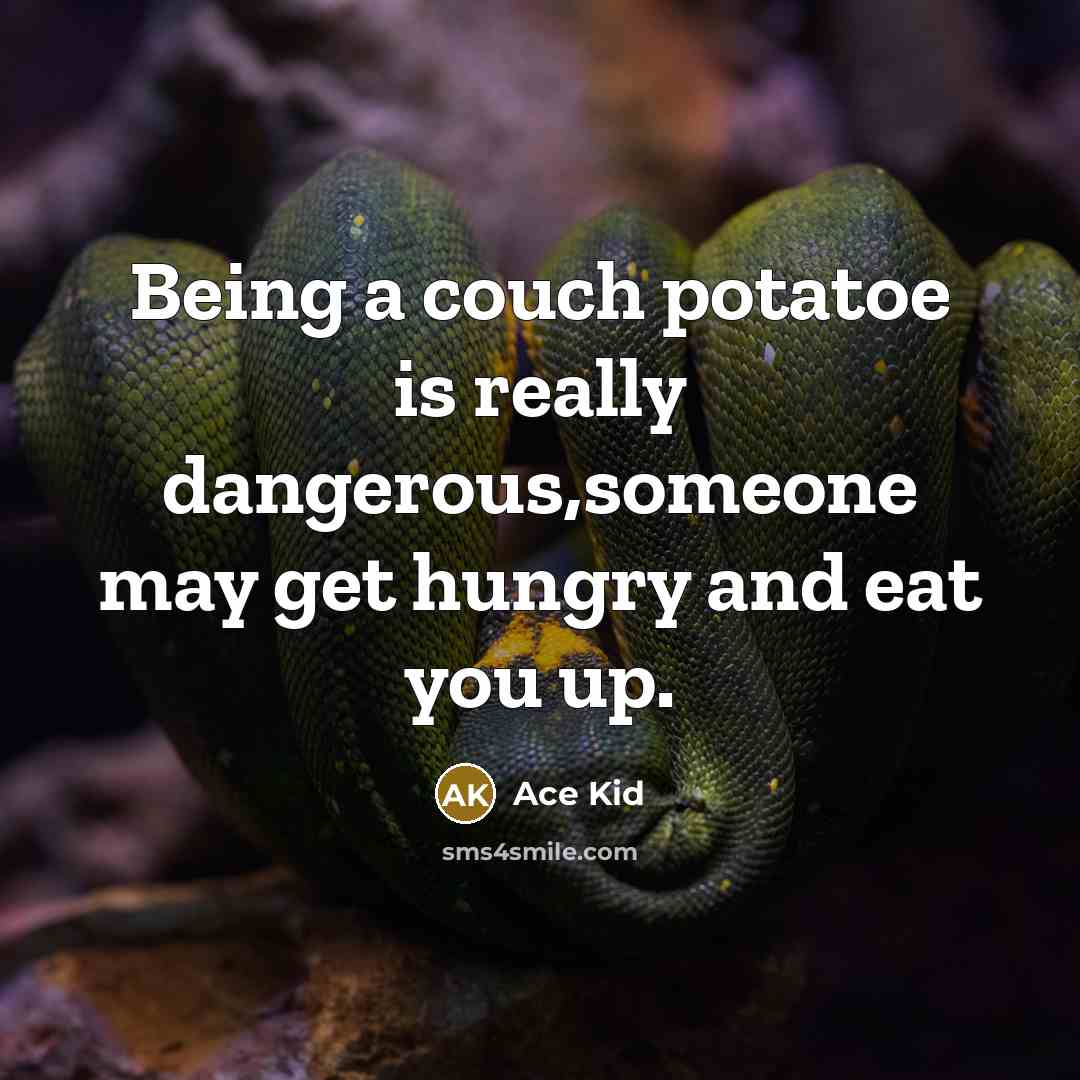“Being a couch potatoe is really dangerous,someone may get hungry and eat you up.” quote by Ace Kid