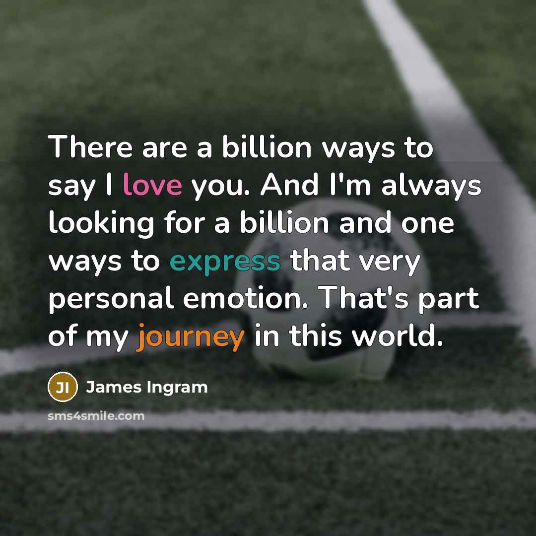 “There are a billion ways to say I love you. And I'm always looking for a billion and one ways to express that very personal emotion. That's part of my journey in this world.” quote by James Ingram