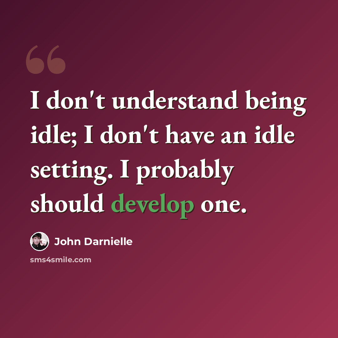 “I don't understand being idle; I don't have an idle setting. I probably should develop one.” quote by John Darnielle