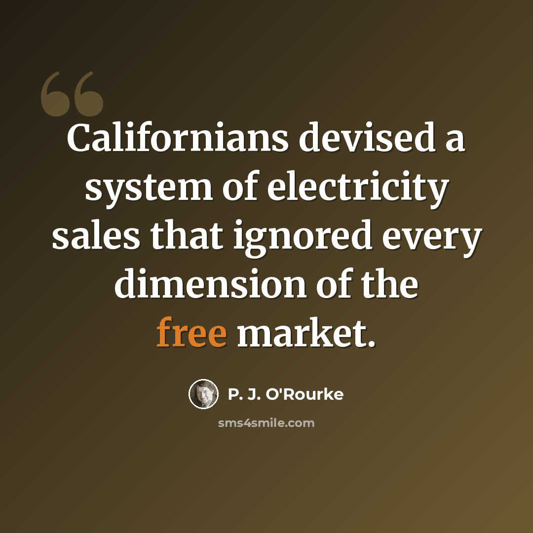 “Californians devised a system of electricity sales that ignored every dimension of the free market.” quote by P. J. O'Rourke