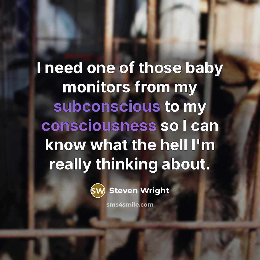 “I need one of those baby monitors from my subconscious to my consciousness so I can know what the hell I'm really thinking about.” quote by Steven Wright