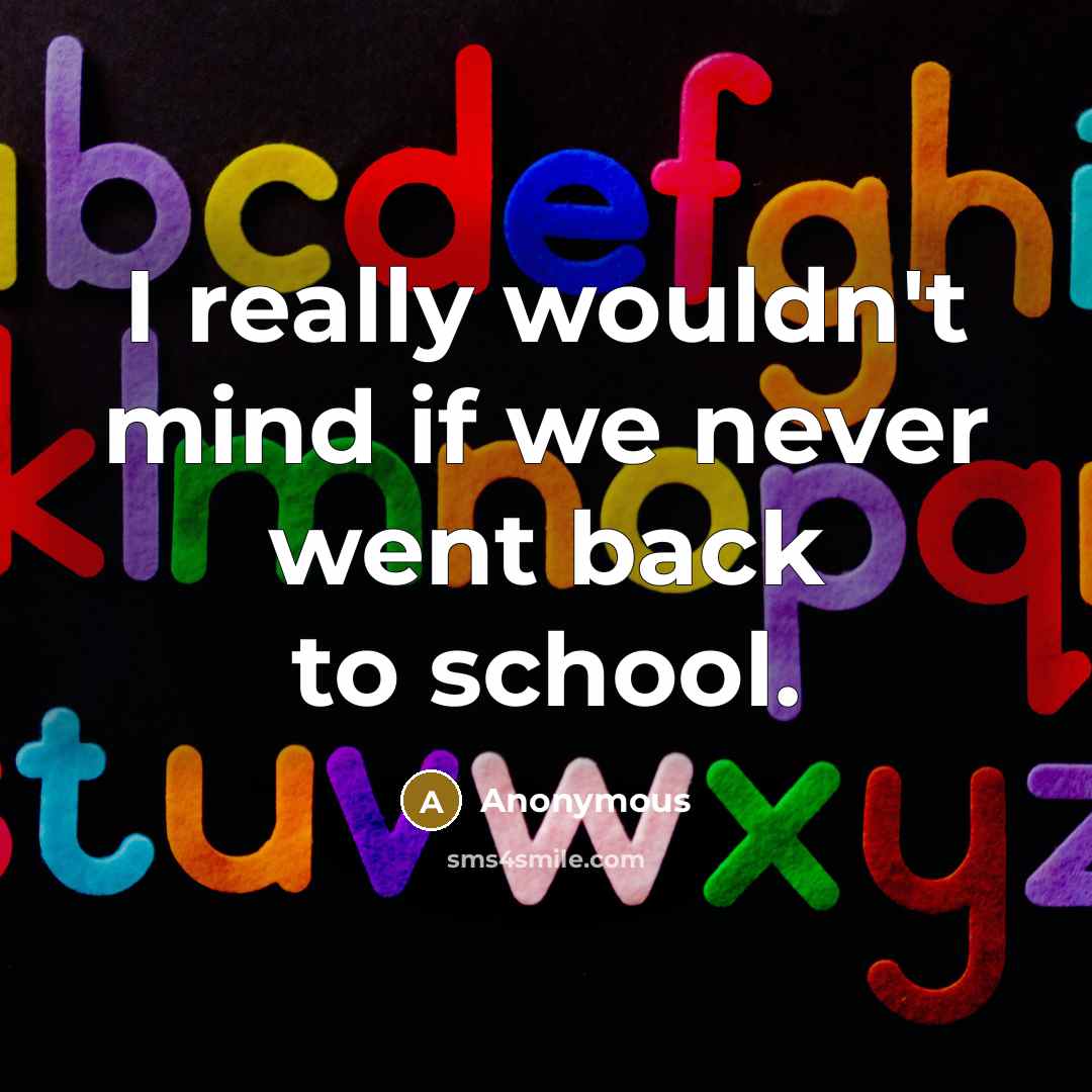 “I really wouldn't mind if we never went back to school.” quote by Anonymous
