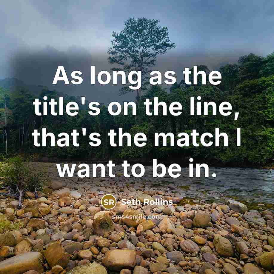 “As long as the title's on the line, that's the match I want to be in.” quote by Seth Rollins