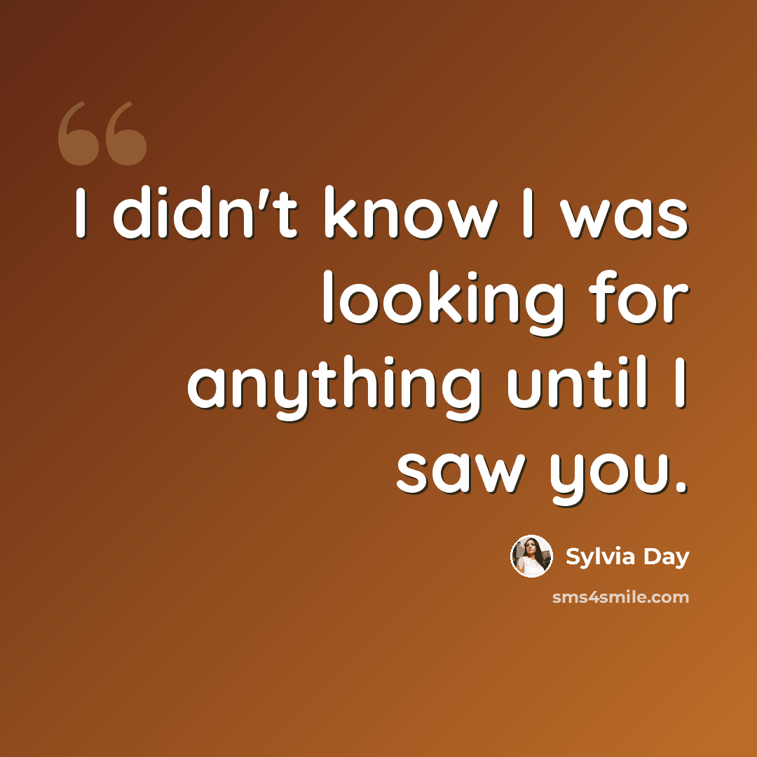 “I didn't know I was looking for anything until I saw you.” quote by Sylvia Day