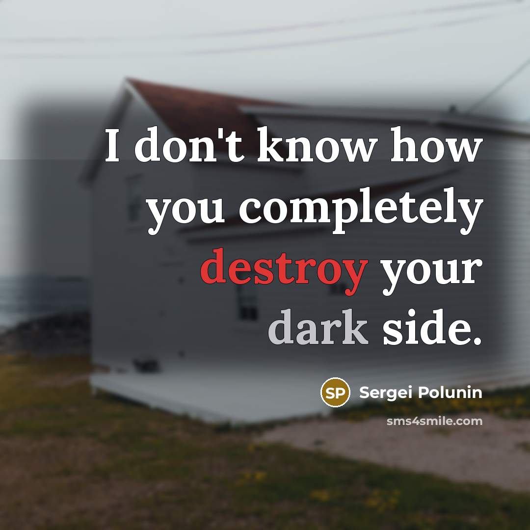 “I don't know how you completely destroy your dark side.” quote by Sergei Polunin
