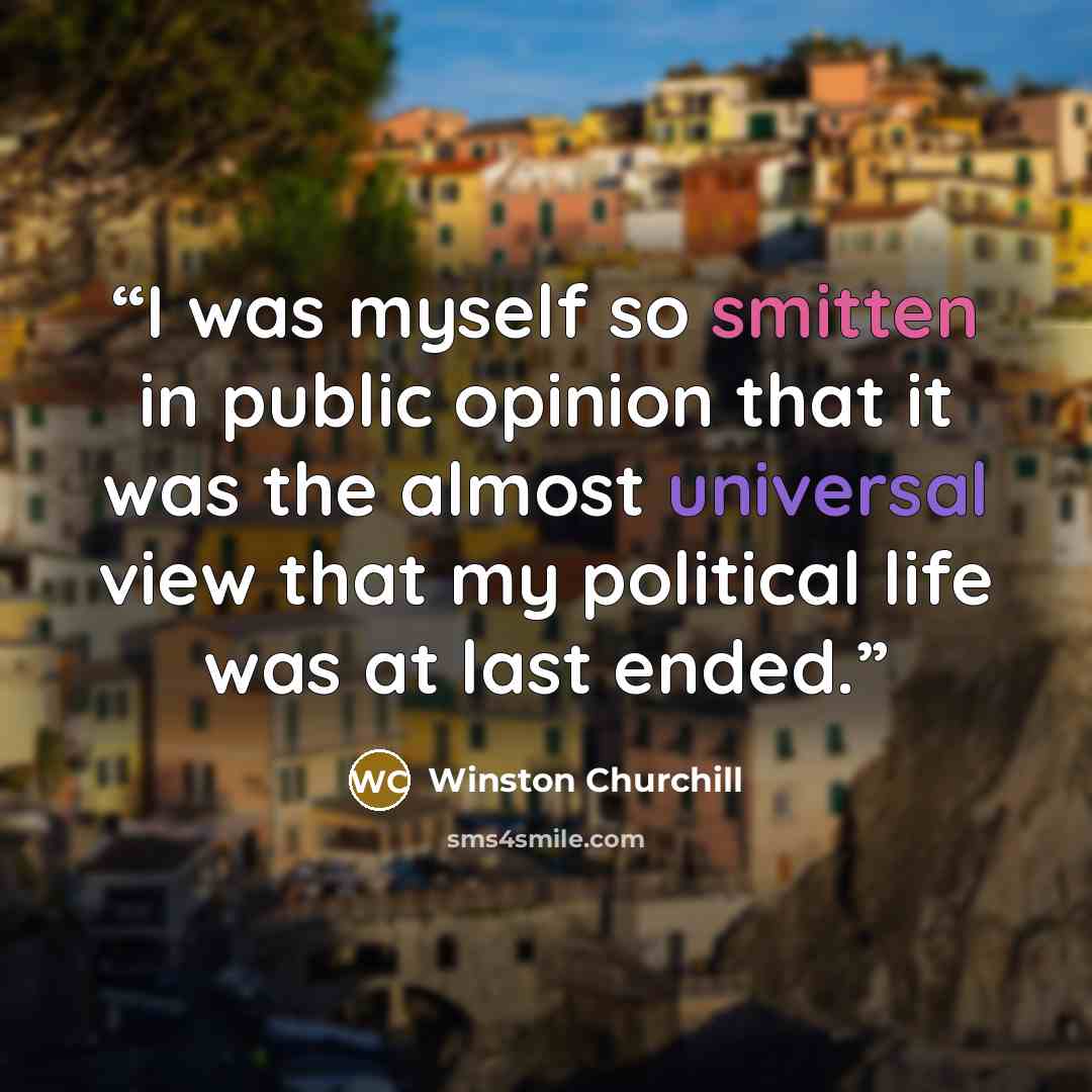 “I was myself so smitten in public opinion that it was the almost universal view that my political life was at last ended.” quote by Winston Churchill