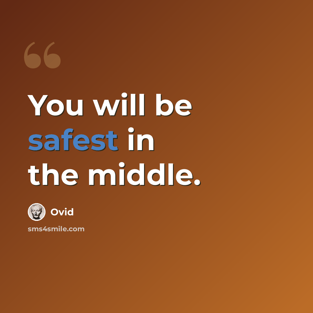 “You will be safest in the middle.” quote by Ovid