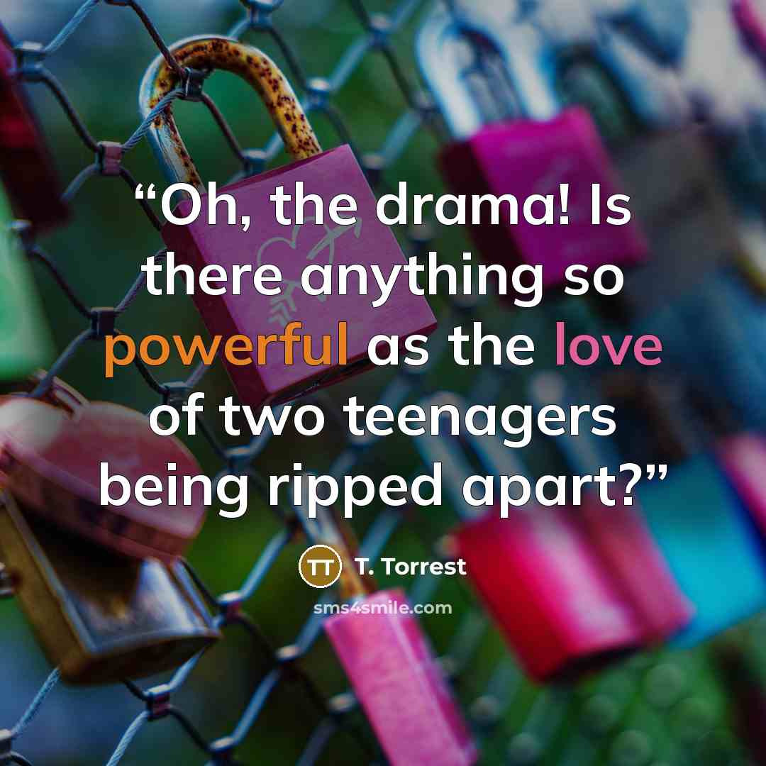 “Oh, the drama! Is there anything so powerful as the love of two teenagers being ripped apart?” quote by T. Torrest