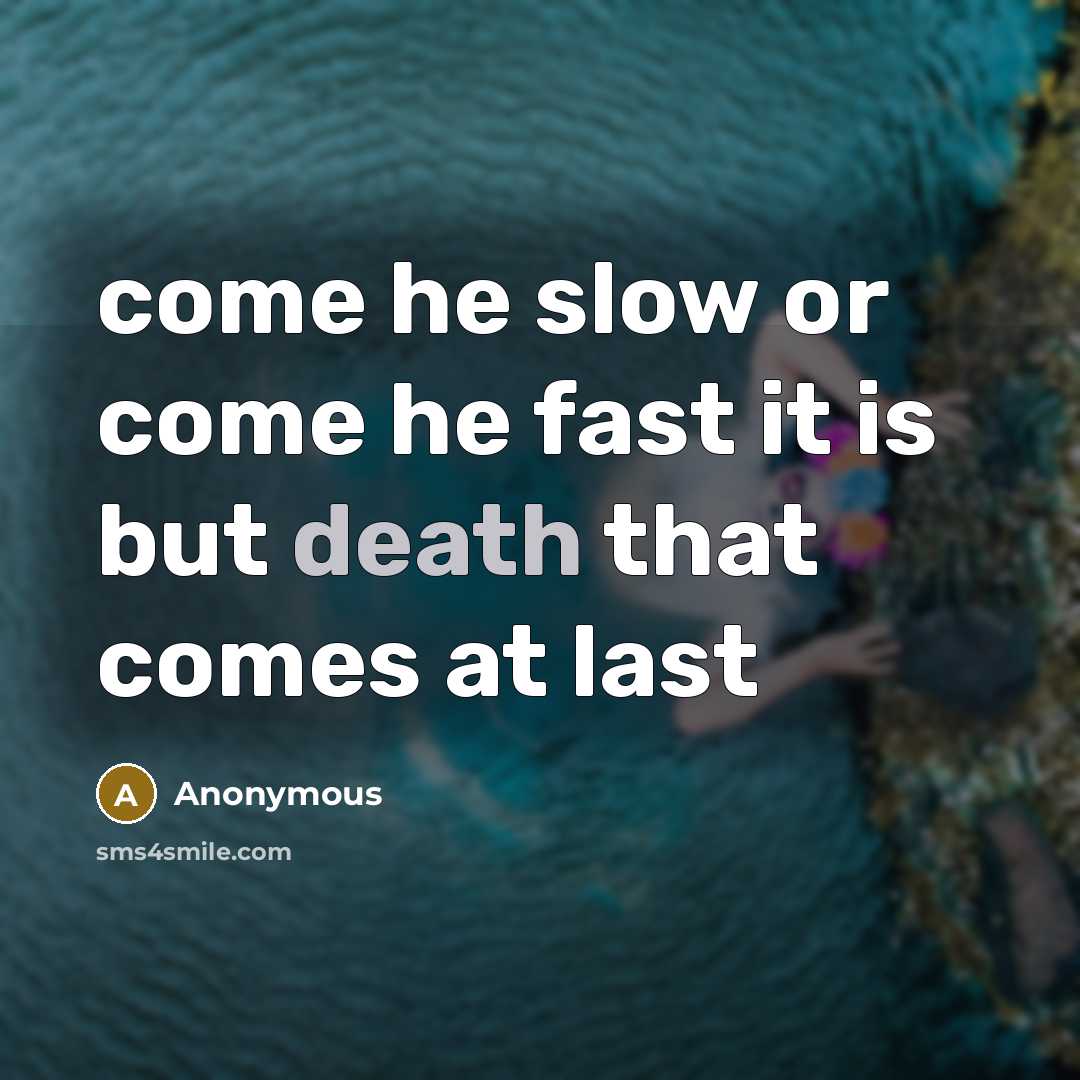 “come he slow or come he fast it is but death that comes at last” quote by Anonymous