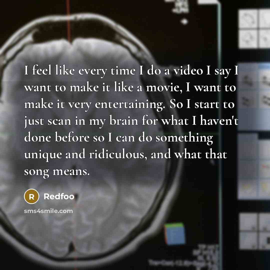 “I feel like every time I do a video I say I want to make it like a movie, I want to make it very entertaining. So I start to just scan in my brain for what I haven't done before so I can do something unique and ridiculous, and what that song means.” quote by Redfoo