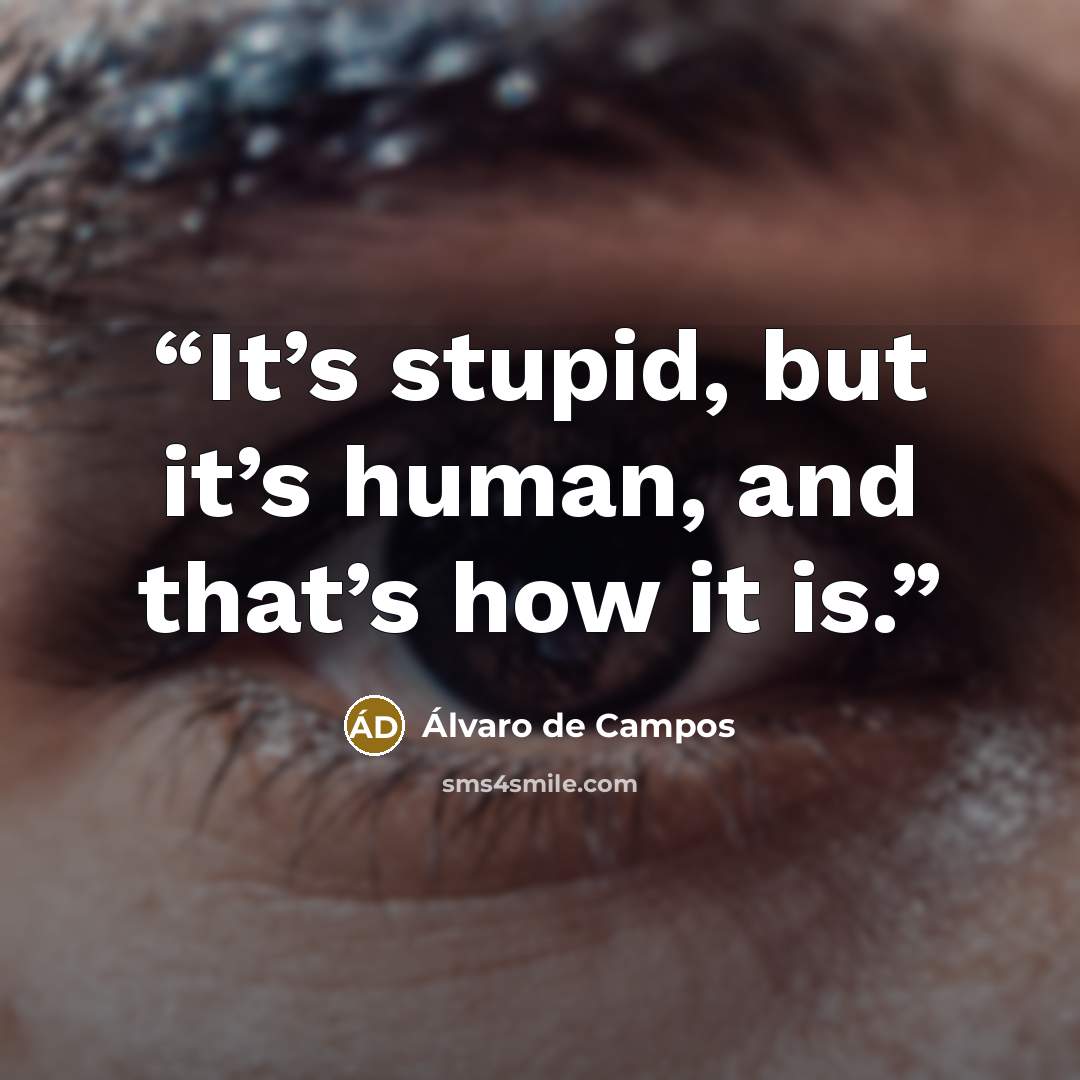 “It’s stupid, but it’s human, and that’s how it is.” quote by Álvaro de Campos