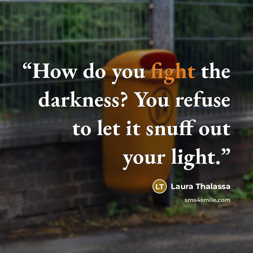 “How do you fight the darkness? You refuse to let it snuff out your light.” quote by Laura Thalassa