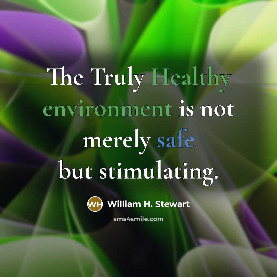 “The Truly Healthy environment is not merely safe but stimulating.” quote by William H. Stewart