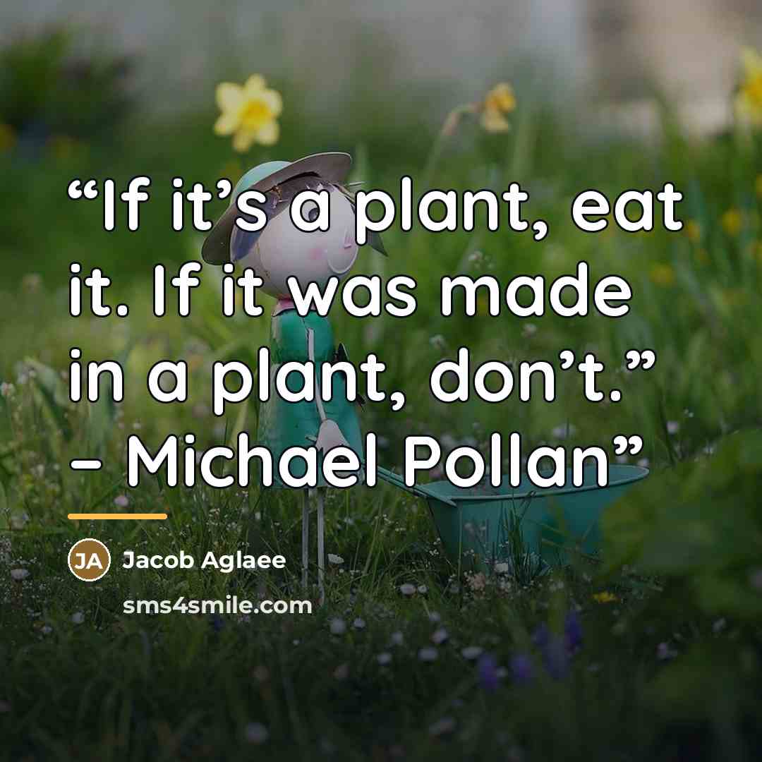 “If it’s a plant, eat it. If it was made in a plant, don’t.” – Michael Pollan” quote by Jacob Aglaee