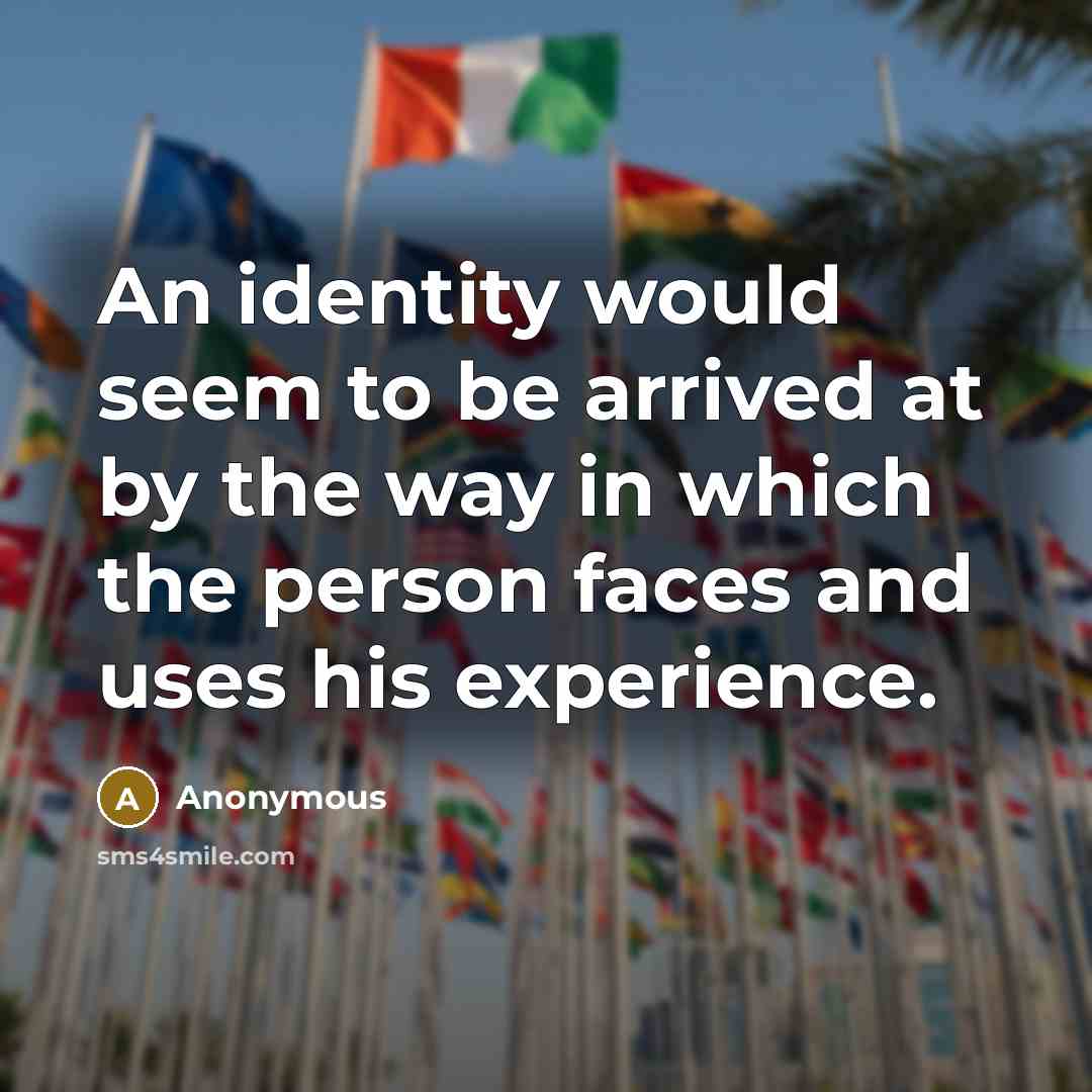 “An identity would seem to be arrived at by the way in which the person faces and uses his experience.” quote by Anonymous