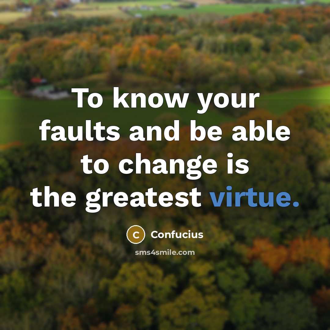 “To know your faults and be able to change is the greatest virtue.” quote by Confucius