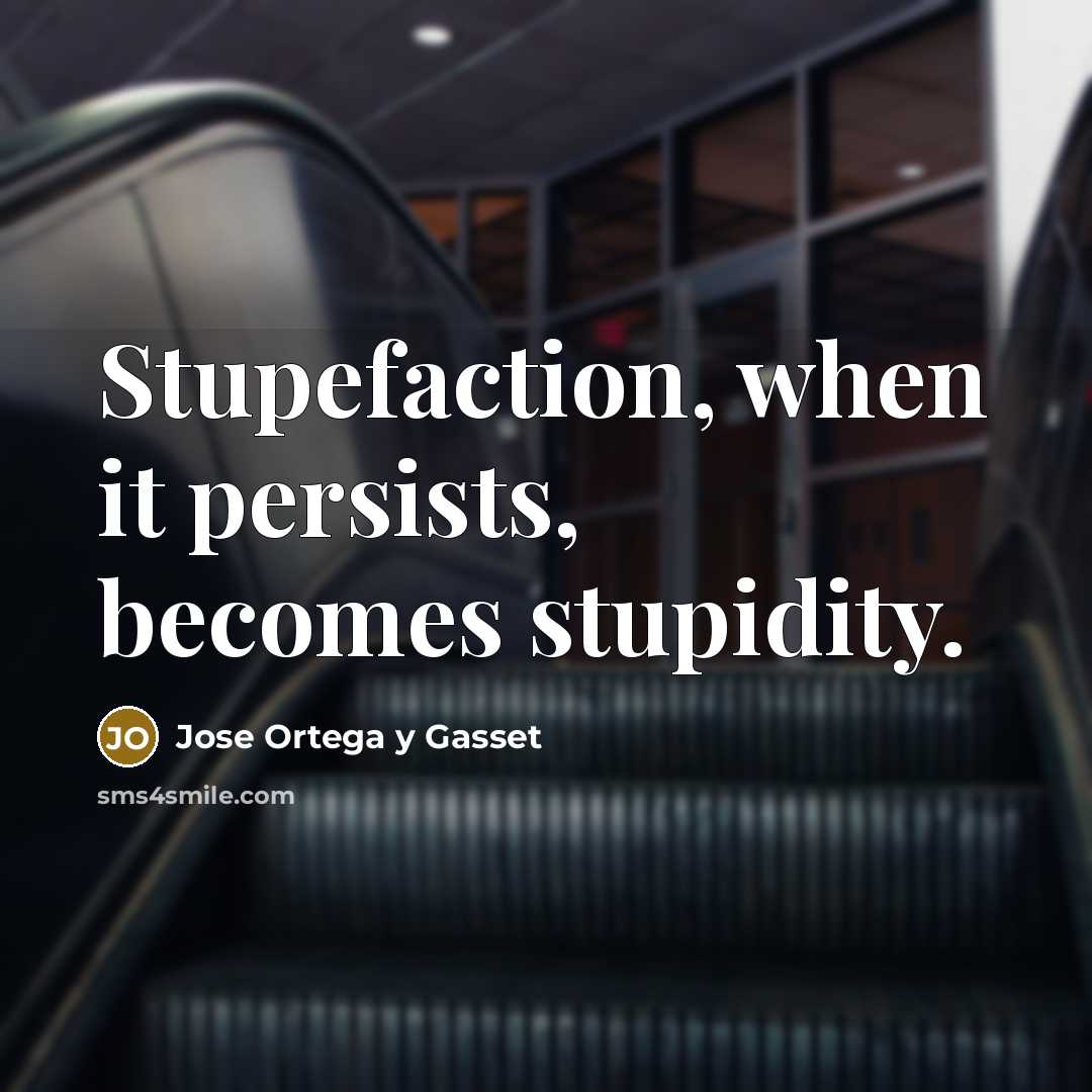 “Stupefaction, when it persists, becomes stupidity.” quote by Jose Ortega y Gasset