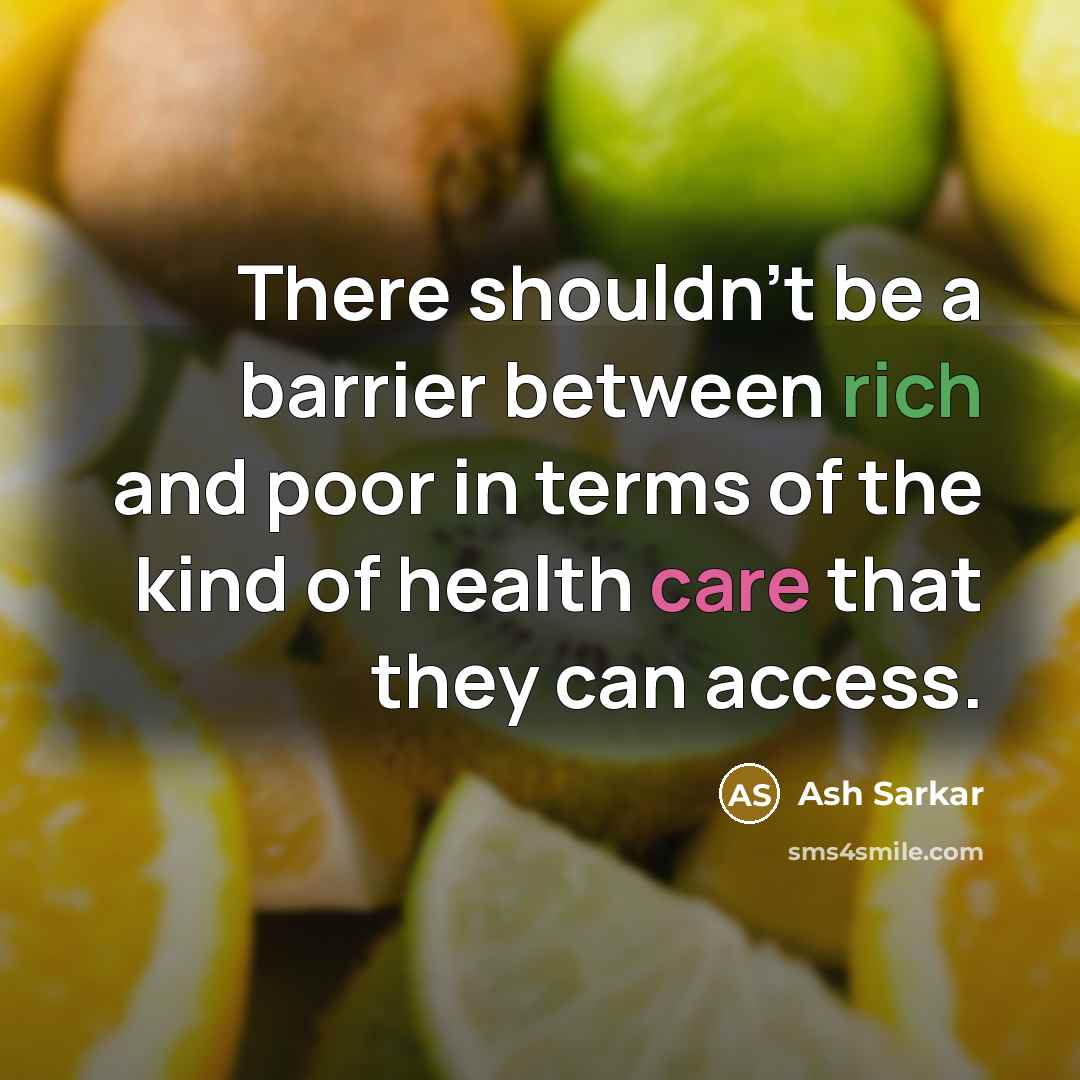 “There shouldn't be a barrier between rich and poor in terms of the kind of health care that they can access.” quote by Ash Sarkar