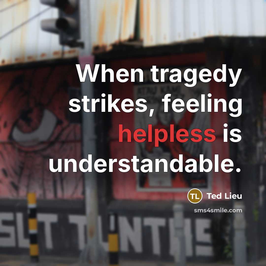 “When tragedy strikes, feeling helpless is understandable.” quote by Ted Lieu