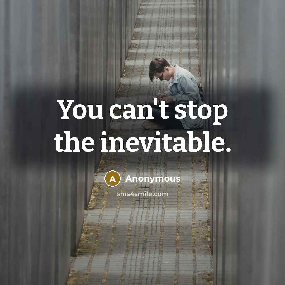 “You can't stop the inevitable.” quote by Anonymous