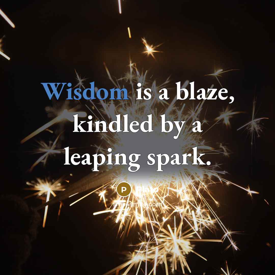 “Wisdom is a blaze, kindled by a leaping spark.” quote by Plato