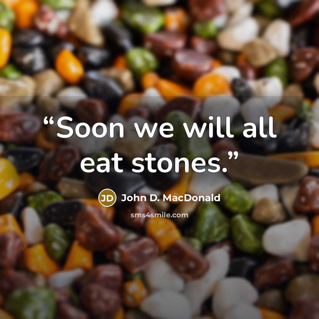 “Soon we will all eat stones.” quote by John D. MacDonald