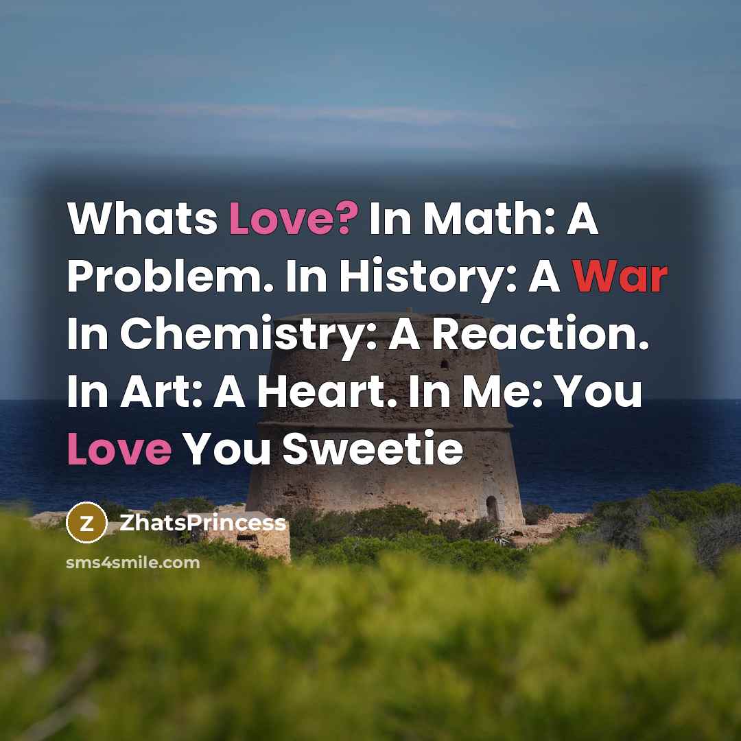 “Whats Love? In Math: A Problem. In History: A War In Chemistry: A Reaction. In Art: A Heart. In Me: You Love You Sweetie” quote by ZhatsPrincess