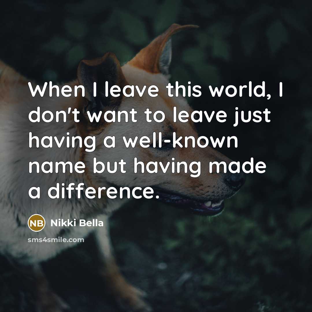 “When I leave this world, I don't want to leave just having a well-known name but having made a difference.” quote by Nikki Bella