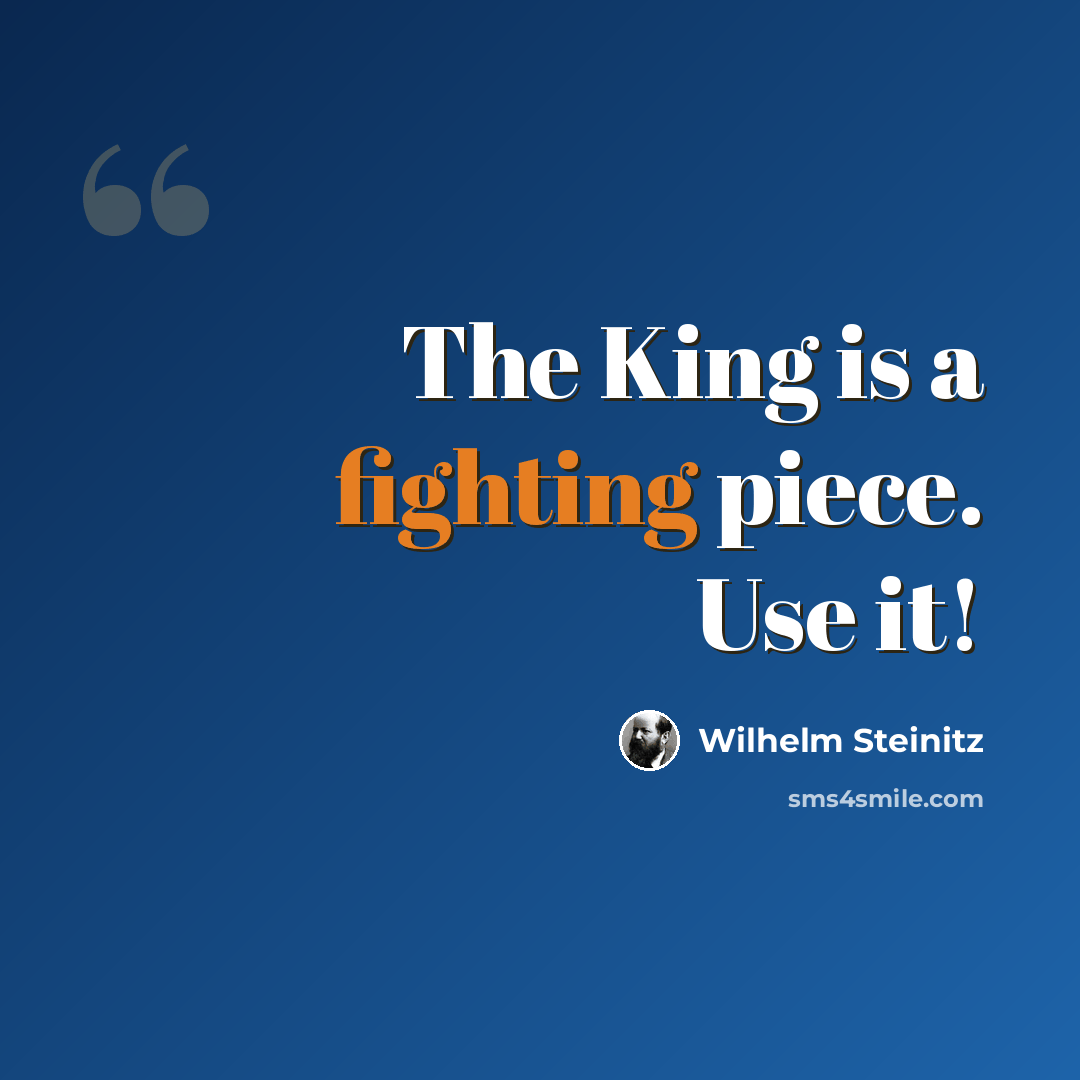 “The King is a fighting piece. Use it!” quote by Wilhelm Steinitz