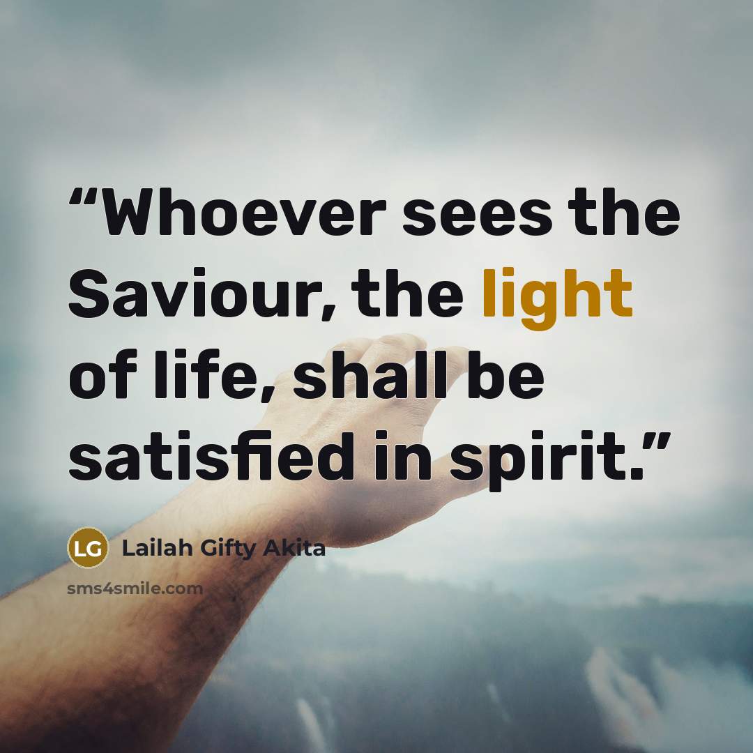 “Whoever sees the Saviour, the light of life, shall be satisfied in spirit.” quote by Lailah Gifty Akita