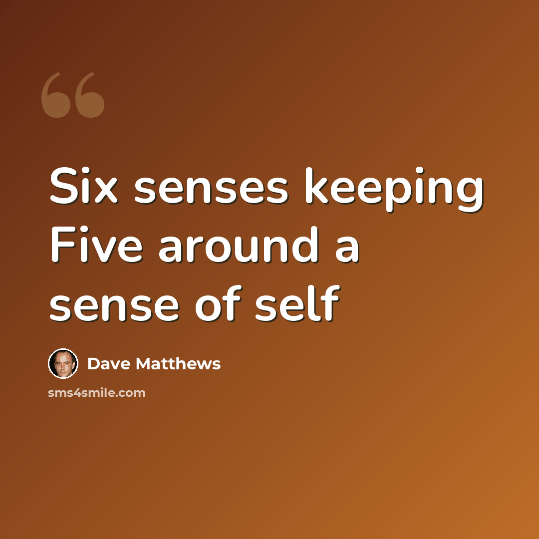 “Six senses keeping Five around a sense of self” quote by Dave Matthews