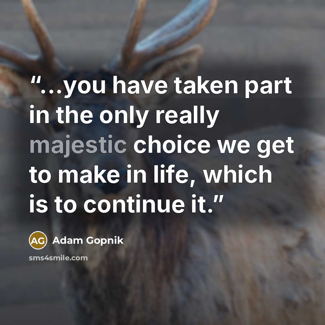 “...you have taken part in the only really majestic choice we get to make in life, which is to continue it.” quote by Adam Gopnik