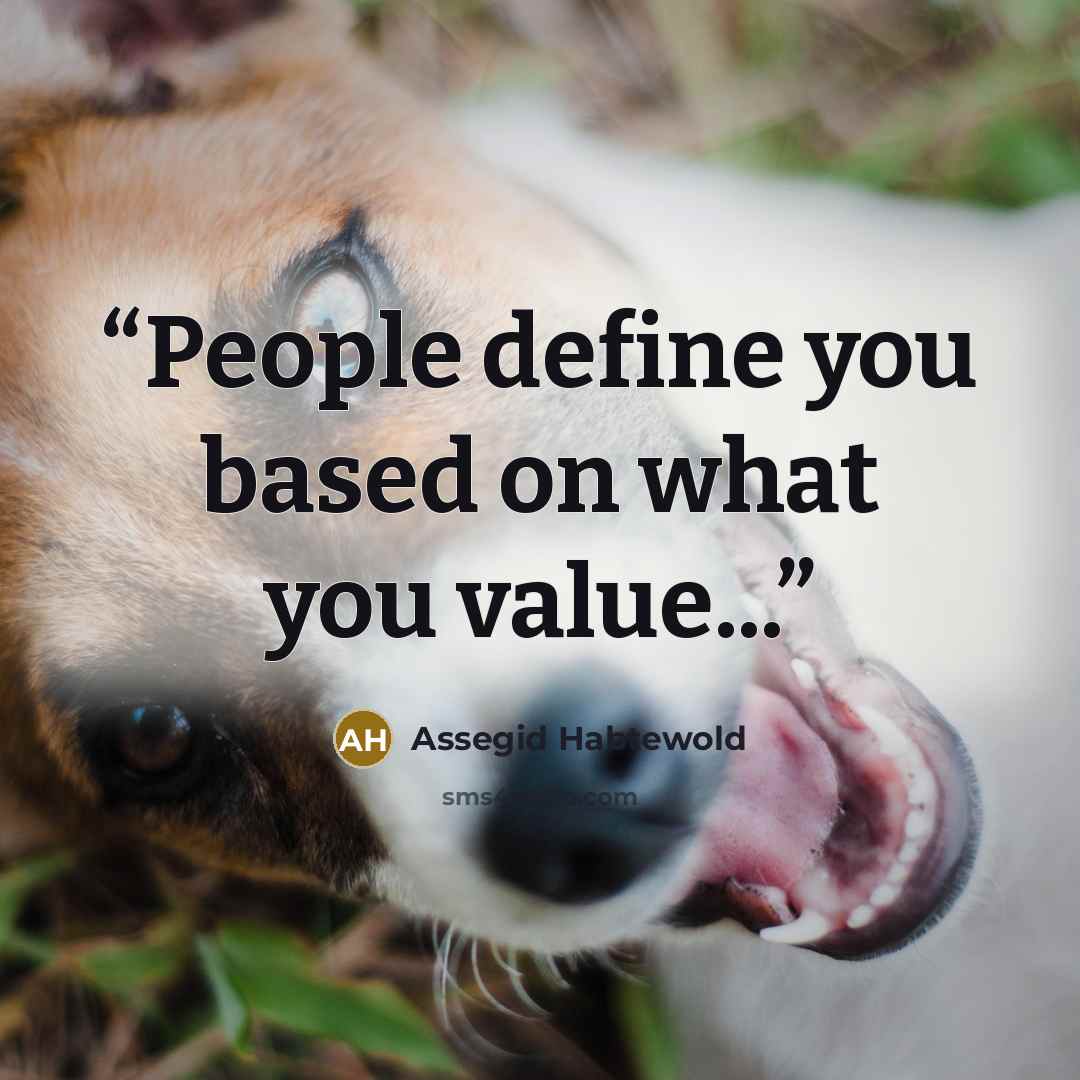 “People define you based on what you value...” quote by Assegid Habtewold