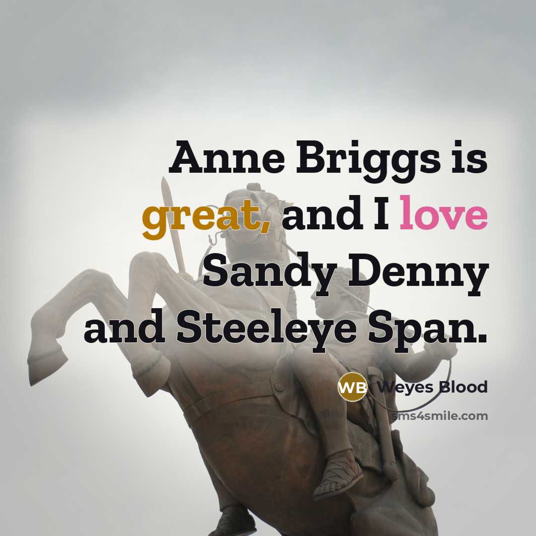 “Anne Briggs is great, and I love Sandy Denny and Steeleye Span.” quote by Weyes Blood