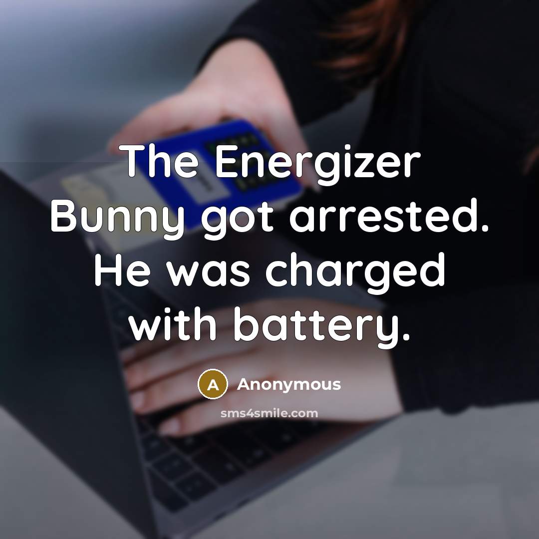 “The Energizer Bunny got arrested. He was charged with battery.” quote by Anonymous