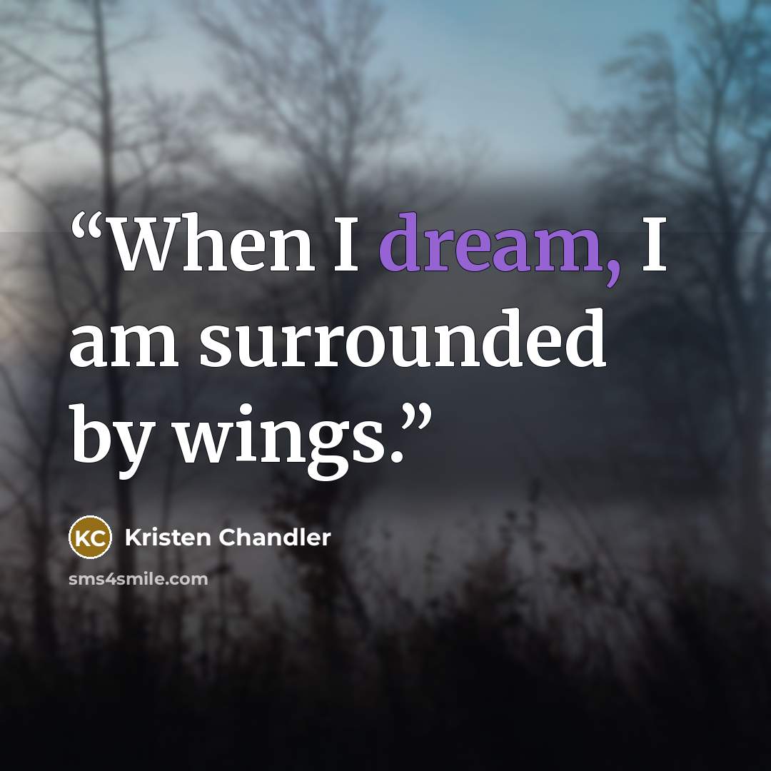 “When I dream, I am surrounded by wings.” quote by Kristen Chandler