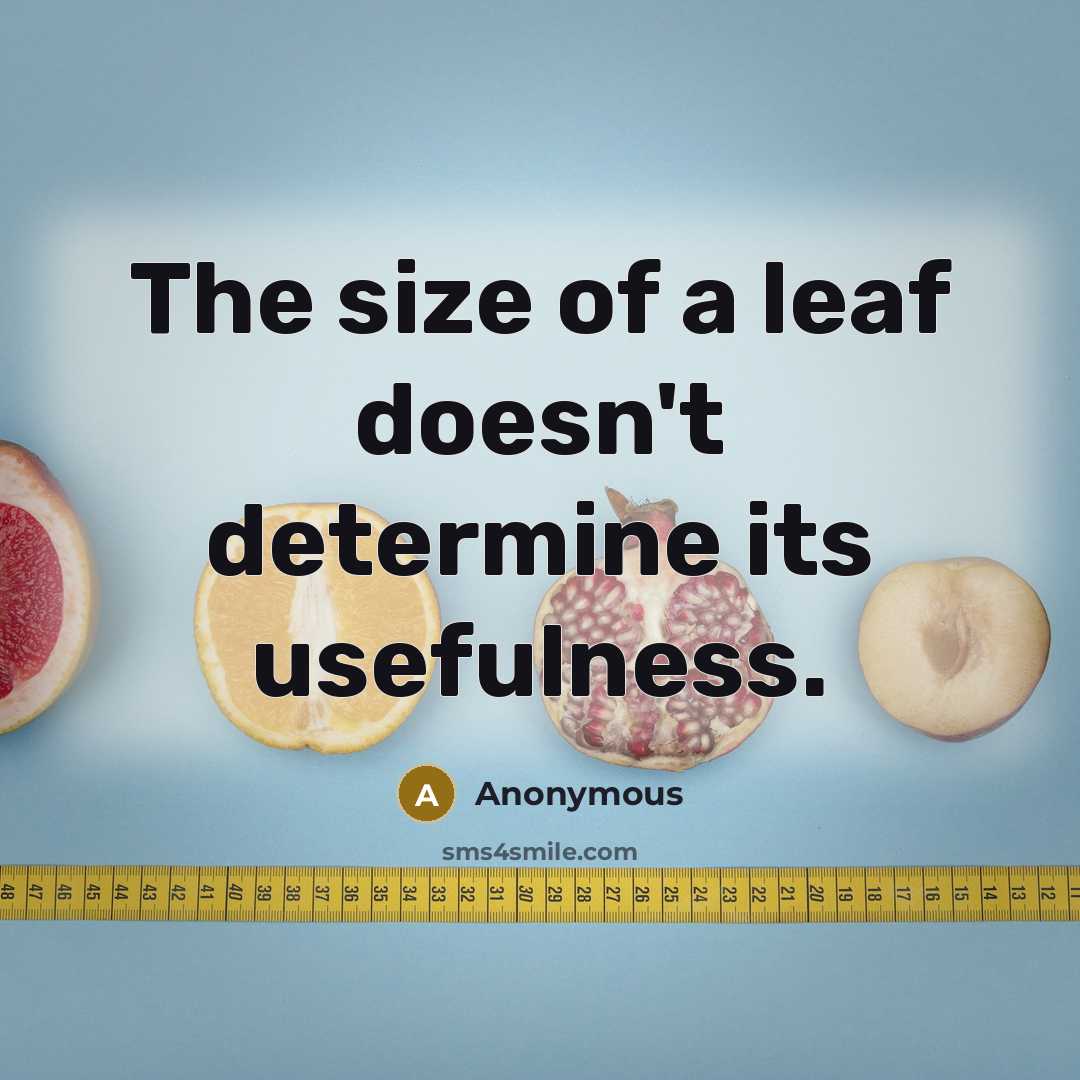 “The size of a leaf doesn't determine its usefulness.” quote by Anonymous