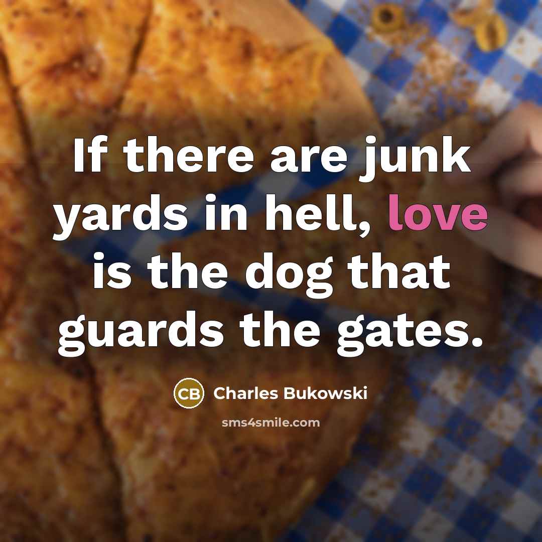 “If there are junk yards in hell, love is the dog that guards the gates.” quote by Charles Bukowski