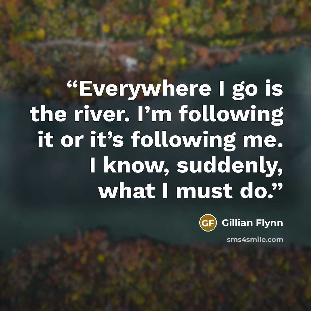 “Everywhere I go is the river. I’m following it or it’s following me. I know, suddenly, what I must do.” quote by Gillian Flynn