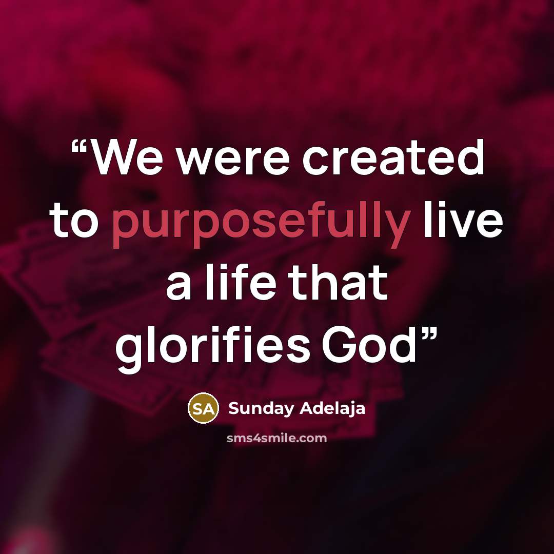 “We were created to purposefully live a life that glorifies God” quote by Sunday Adelaja