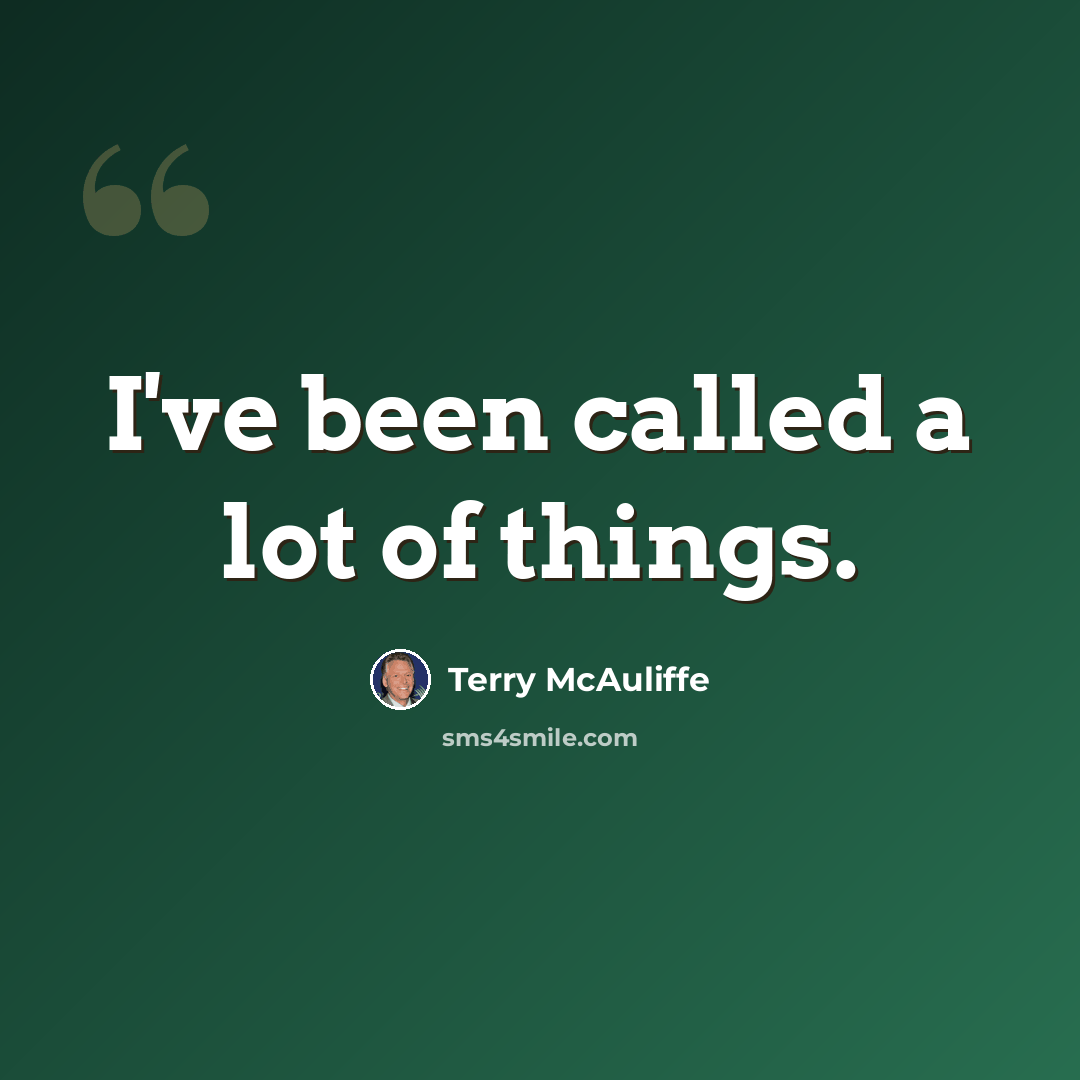 “I've been called a lot of things.” quote by Terry McAuliffe