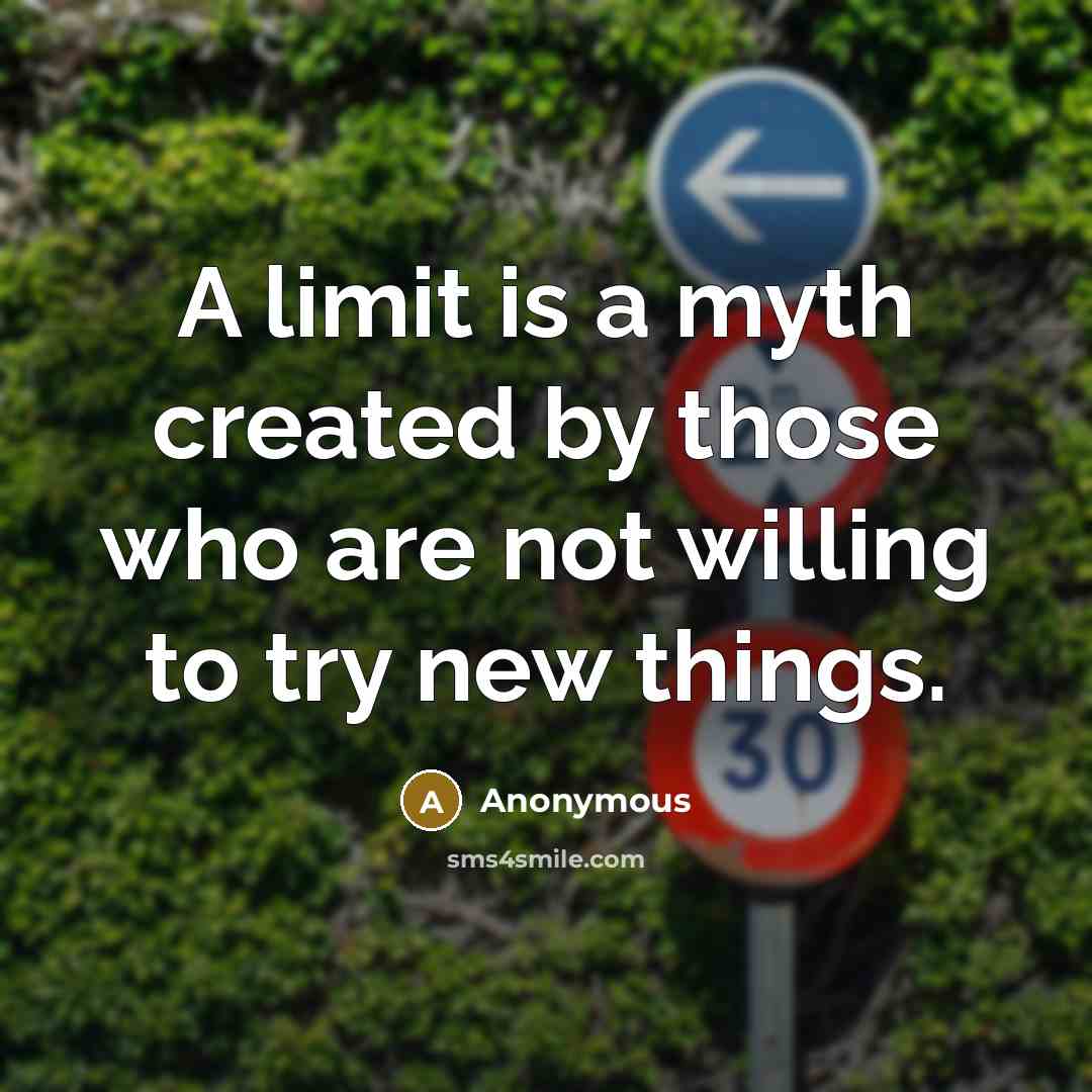“A limit is a myth created by those who are not willing to try new things.” quote by Anonymous