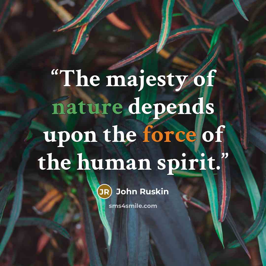 “The majesty of nature depends upon the force of the human spirit.” quote by John Ruskin
