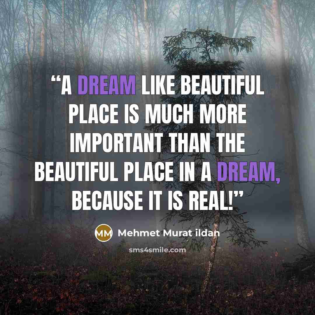 “A dream like beautiful place is much more important than the beautiful place in a dream, because it is real!” quote by Mehmet Murat ildan